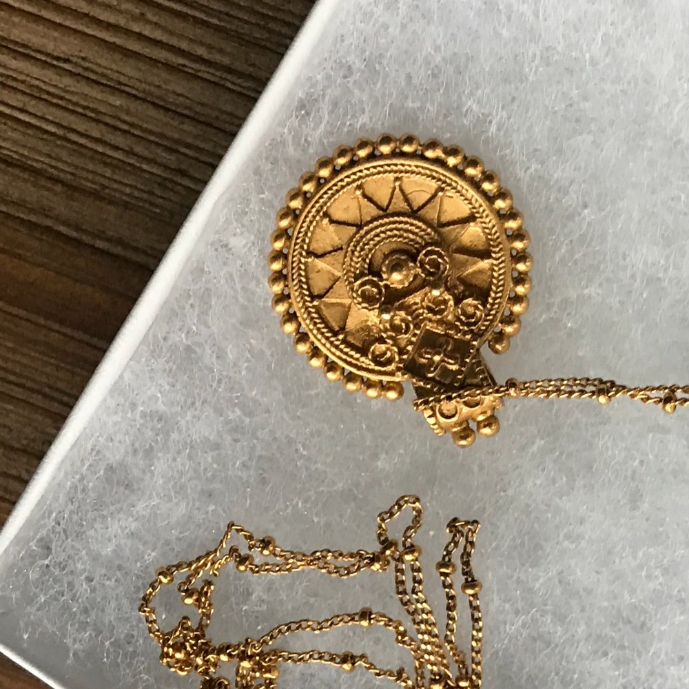 Satya Gold Long Mandala Pendant Necklace